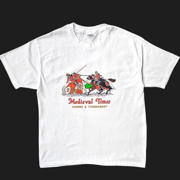 90s Vintage Medieval Times T-shirt Single Stitch Dinner & Tournament Knights. - Picture 1 of 7